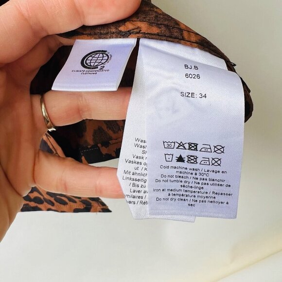 Ganni Sustain Leopard puff sleeves midi dress, Brown Leopard, Size 34 - Picture 7 of 13